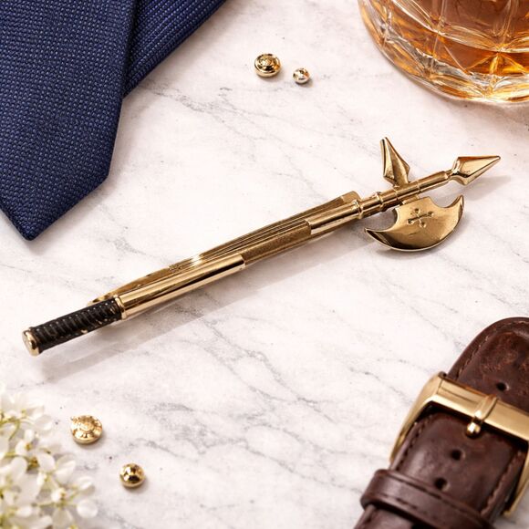 Other - Vintage Hickok Medieval Axe Tie Bar Gold Tone Men's Novelty Tie Clip